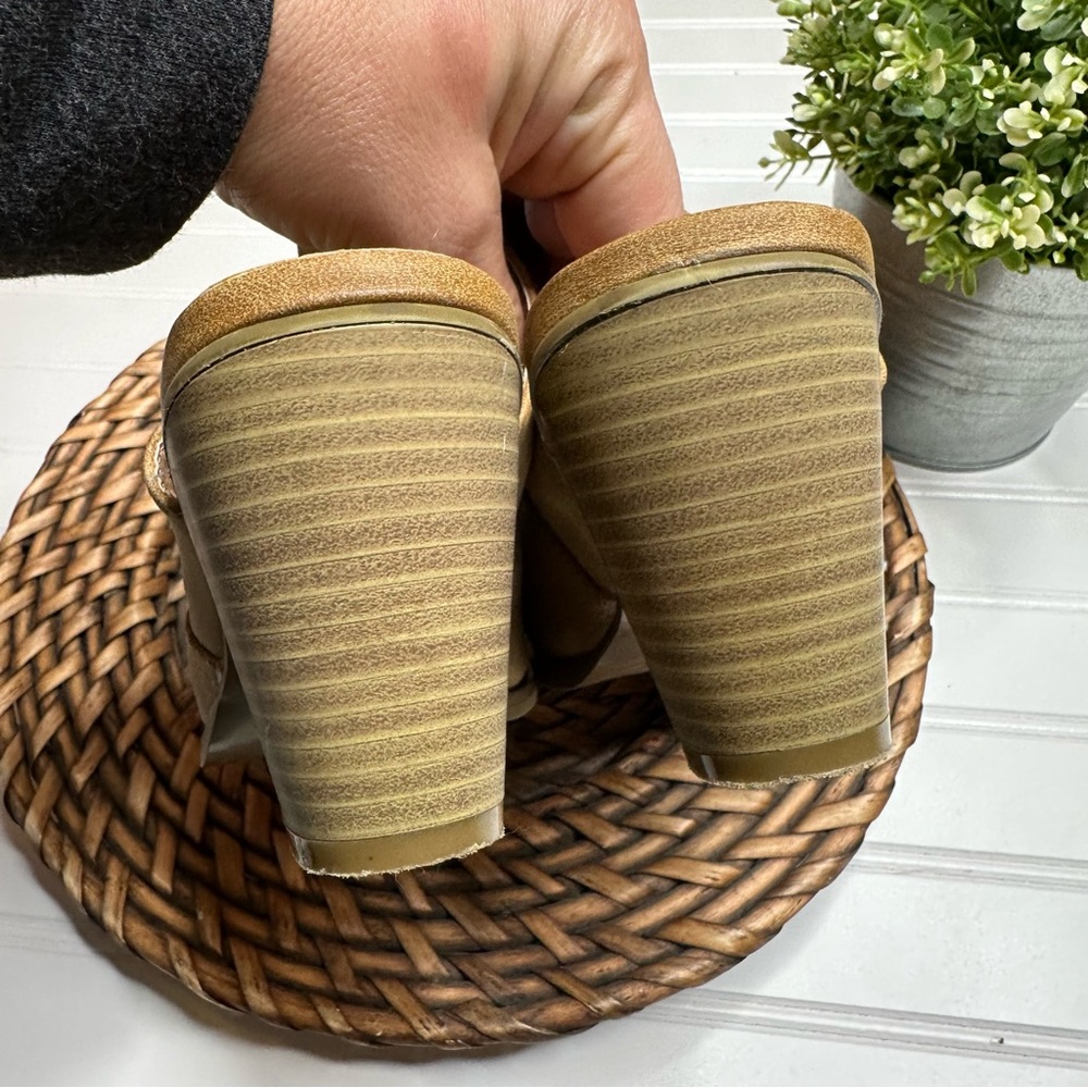 Sugar Tan Suede slide Heels Booties - Picture 4 of 7